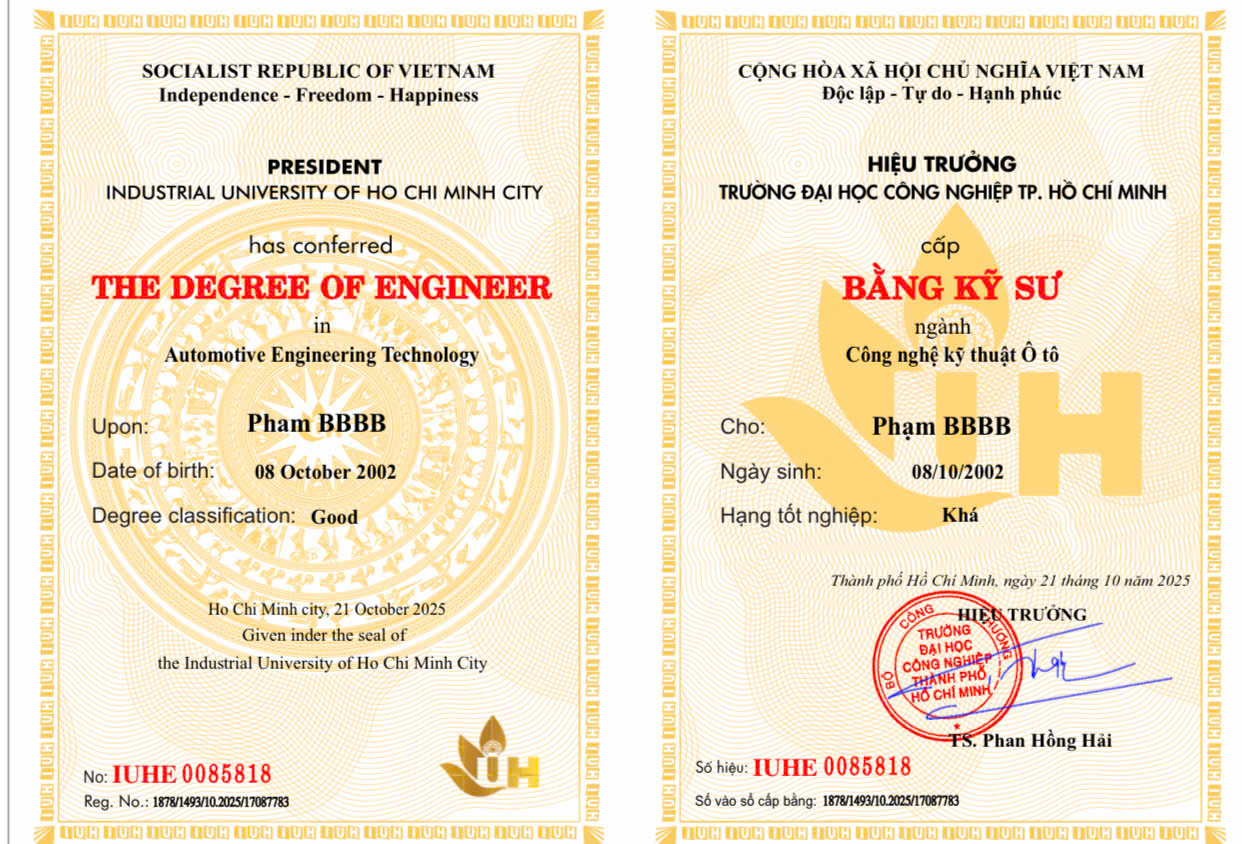 Thành phẩm hồ sơ văn bằng thực tế số 2