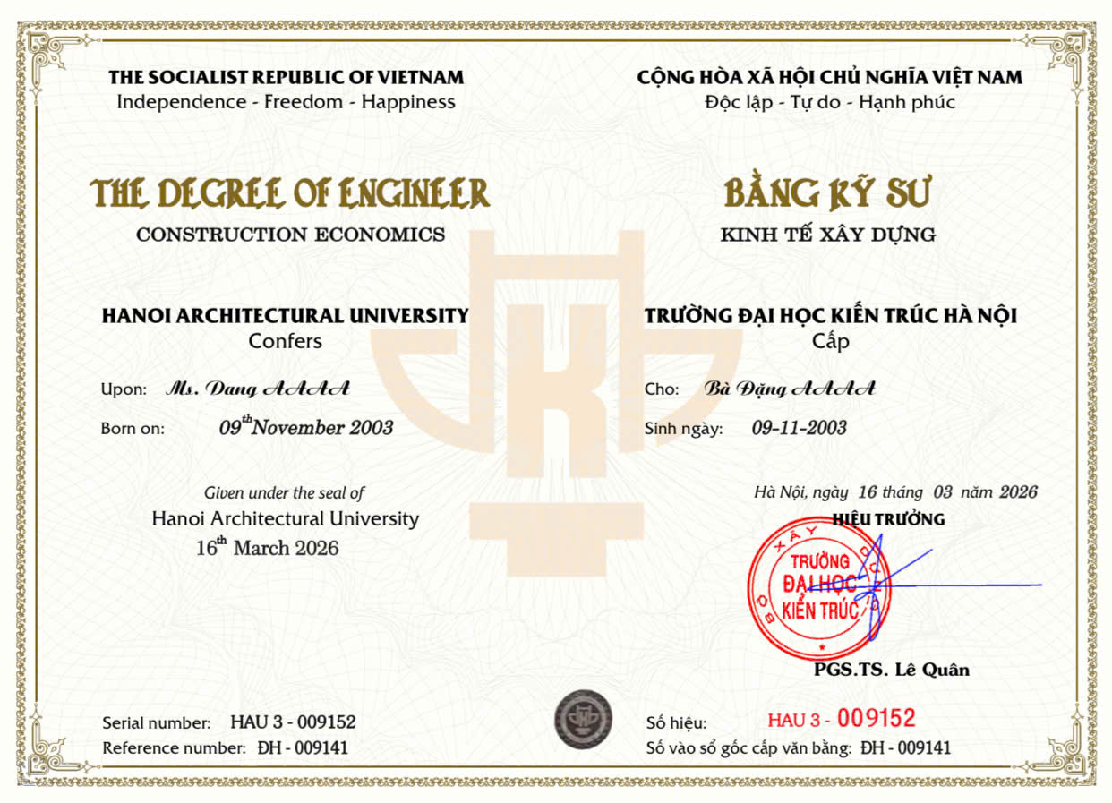 Thành phẩm hồ sơ văn bằng thực tế số 3